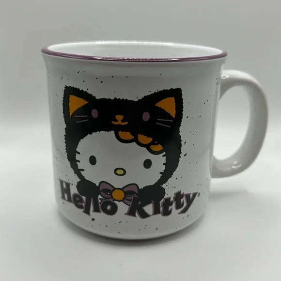 Hello Kitty Halloween Trick or Treat Black‎ Cat Bats Coffee Mug Cup 20oz NEW