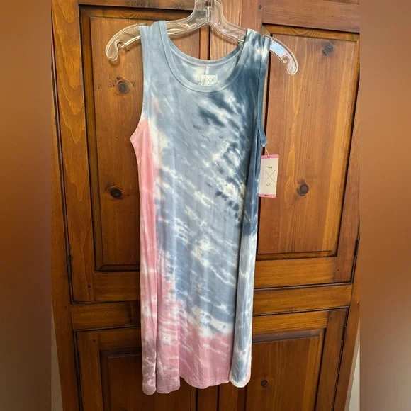 Thread & Supply Size Small Tie-Dye Sleeveless Tank Midi Dress in Blue & Pink NWT