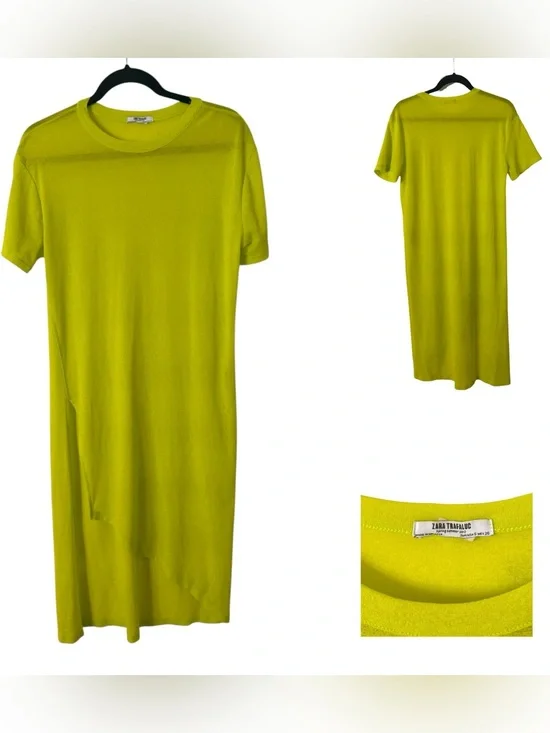 Zara Trafaluc Neon Sheer Shirt Dress