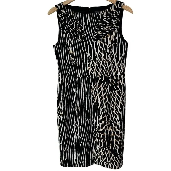 Vince Camuto Sleeveless Animal Print Zipper Back Dress, 8