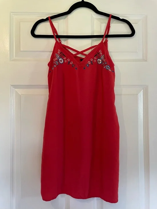 Rue21 Coral Embroidered Slip Dress