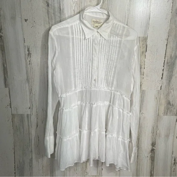 Ralph Lauren Denim &‎ Supply Tunic Mini Dress White Button Front size L NWT