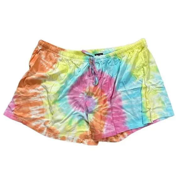 Just Love Womens Plus 2X Rainbow Tie Dye Pajama Shorts Cotton‎ Lounge 6895XX