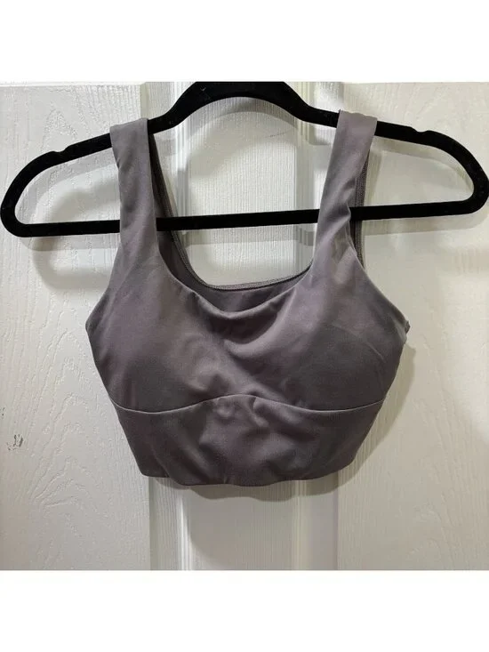 Gymshark Long Line Sport Bra Removable Padding Gray Purple Women Small