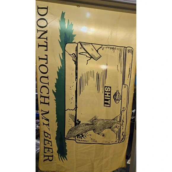 Shiti Beer Rare Flag 3' X 5' Dont Touch My Beer Squirrel‎ Yellow Advertisement