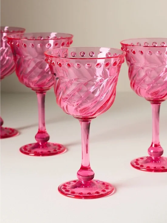 Anthropologie Acrylic Wine Glasses Set of Four NIB