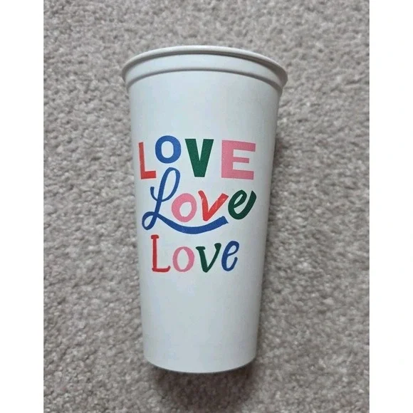 Starbucks LOVE, LOVE, LOVE Valentine's Reusable Hot Cup No Lid 16oz 2014