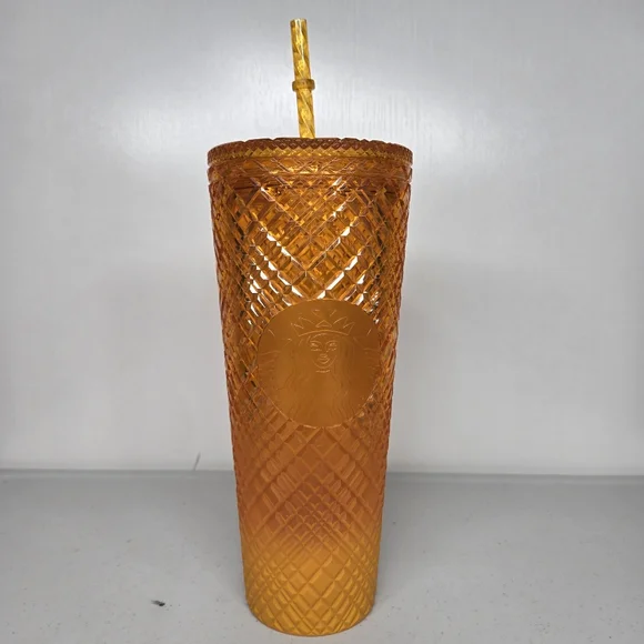 NEW Starbucks 2022 Summer Orange MANGO OMBRE Jeweled Venti Cold Cup Tumbler 24oz