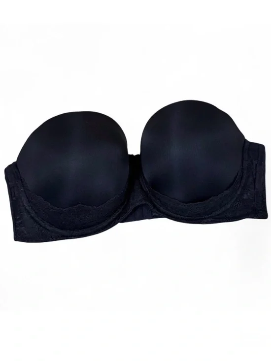 Torrid Curve Black Lace Trim Push-Up‎ Strapless Bra 38DD Underwire Support