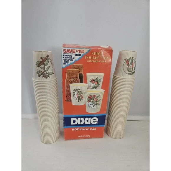Vintage Dixie Cups Spice Collection 99Ct 5oz Old Stock/Open Box 1986 *READ*‎