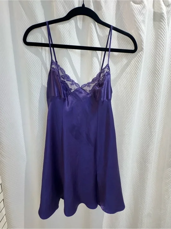 Victoria's Secret Purple Satin Lace-Trim Chemise