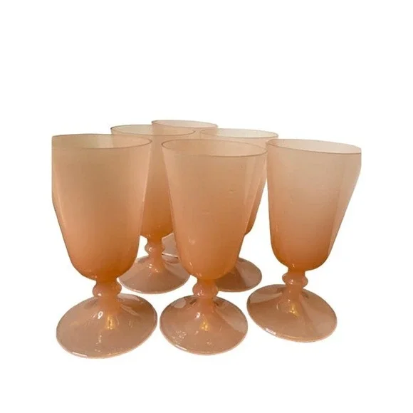 Pink Opaline Water or Wine Goblets | Set of 6‎
