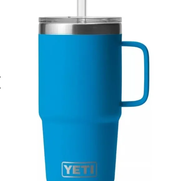 YETI Rambler 25oz Mug w/Straw Lid-‎ Big Wave Blue