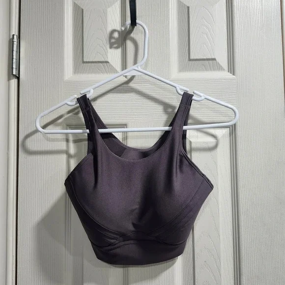 Under Armour Infinity Pintuck Mid Sports Bra‎ Gray Brown Women's Medium HeatGear