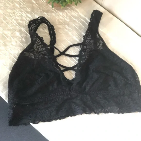 Romantic PINK Victoria Secret black lace bralette