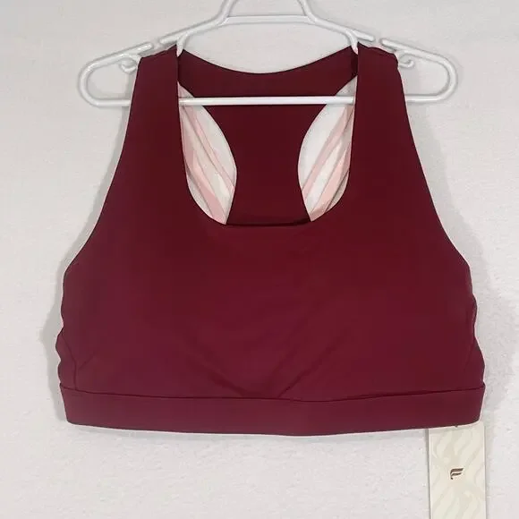 Fabletics Kessler Medium Impact Sports Bra Womens Plus 3X 20-22 Dark Red NWT