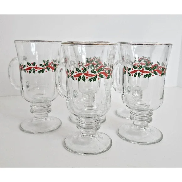 Vintage‎ Libbey Christmas Holly Berry 6