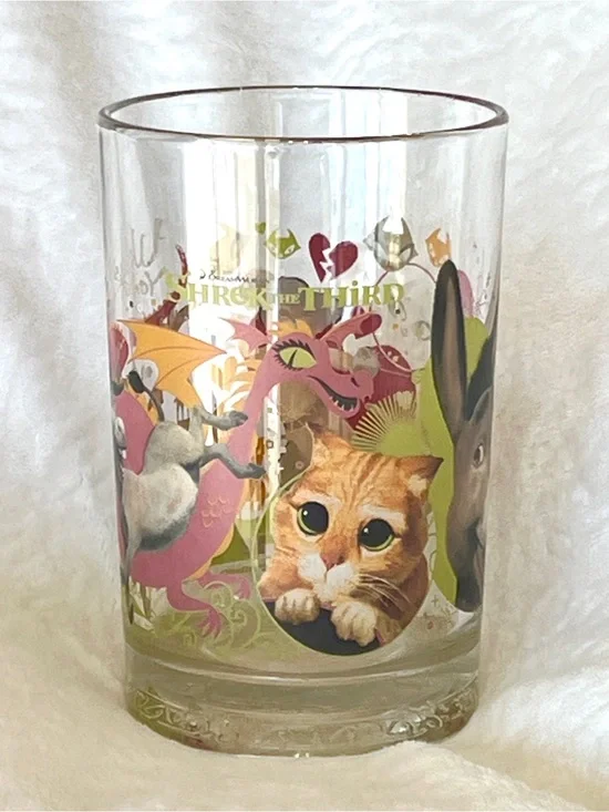 RARE Vintage 2007 McDonald's Shrek The Third Collectible Glass Cup, Super Heavy!