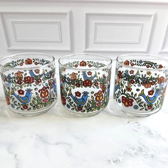 VTG Set (3) Libbey Corelle Country Festival 6 oz. Lowball Juice Glass 3