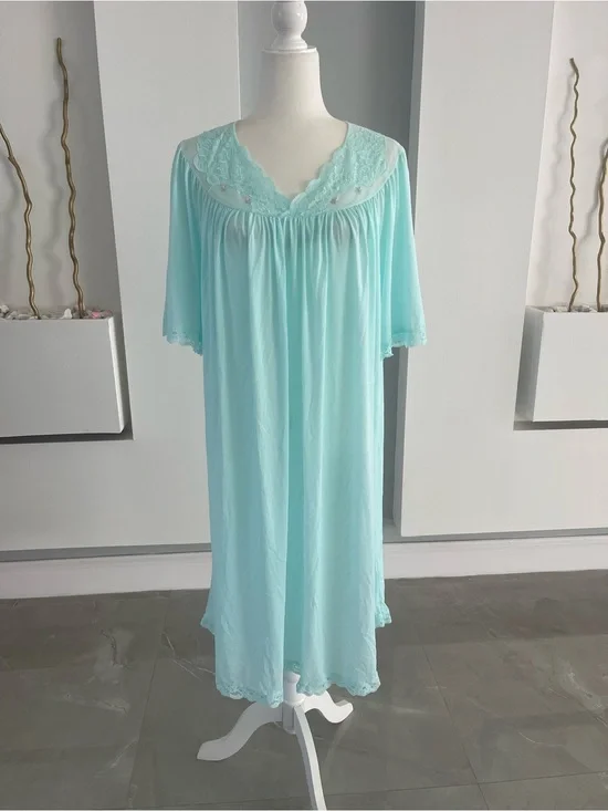Lace-Trim Light Aqua Nightgown - Women's Sleepwear
