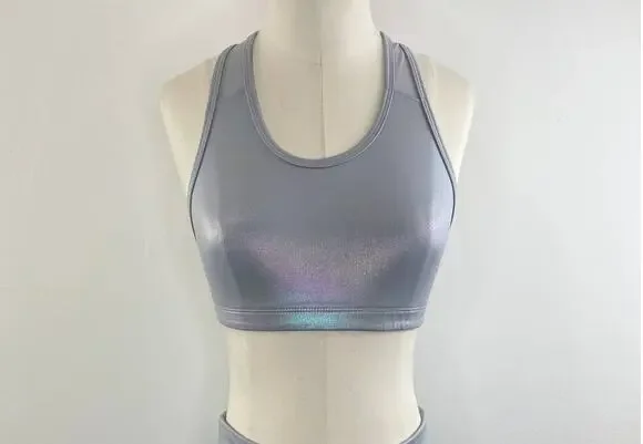 Old Navy Active Iridescent Silver Shine Go Dry Kid's Sports Bra Size XXL/16