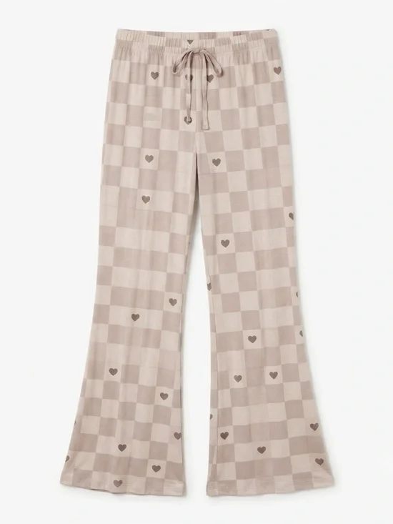 Forever French Bamboo Viscose Heart Checkerboard Lounge Pants - Size M