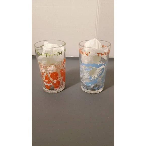 Warner Bros Juice Glasses Unisex OS Multi Good 1974 Looney Tunes Set of 2