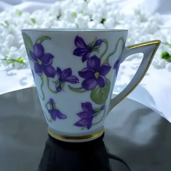 Vintage Mitterteich Bavaria Demitasse Violets Tea Cup‎ Replacement