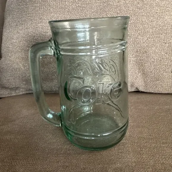 Vintage 20oz Coca Cola Green Glass Jar Mug