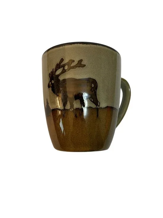 Set Of Four Better Homes & Gardens Roaming Elk Design Mugs - 10oz