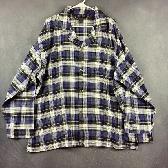 State O Maine Flannel Plaid Sleepwear Shirt Women’s 1XL Button Down 100% Cotton