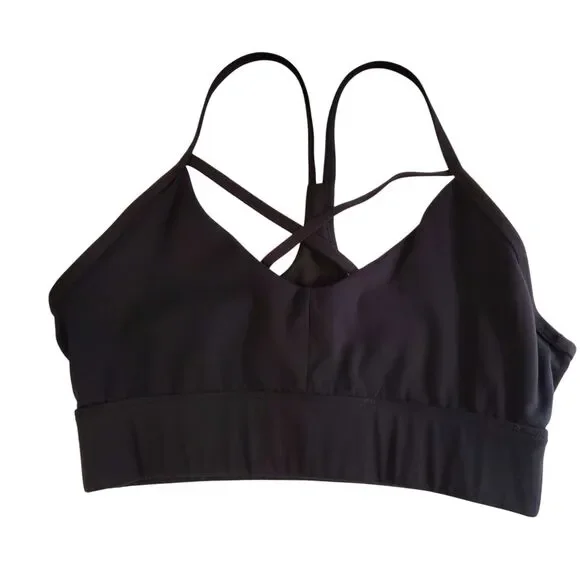 NVGTN Black Oasis Sports Bra Black size Medium Cross Strappy Racerback pull on