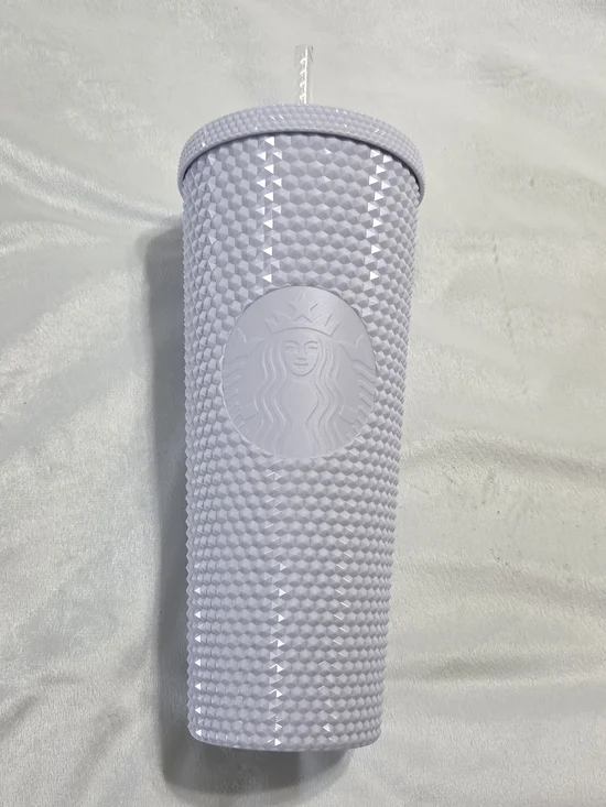 New 24oz Starbucks Studded Tumbler with Straw - White