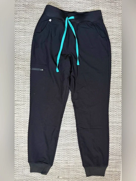 FIGS Technical Collection Jogger Scrub Pants Black Size S NWT Drawstring Stretch