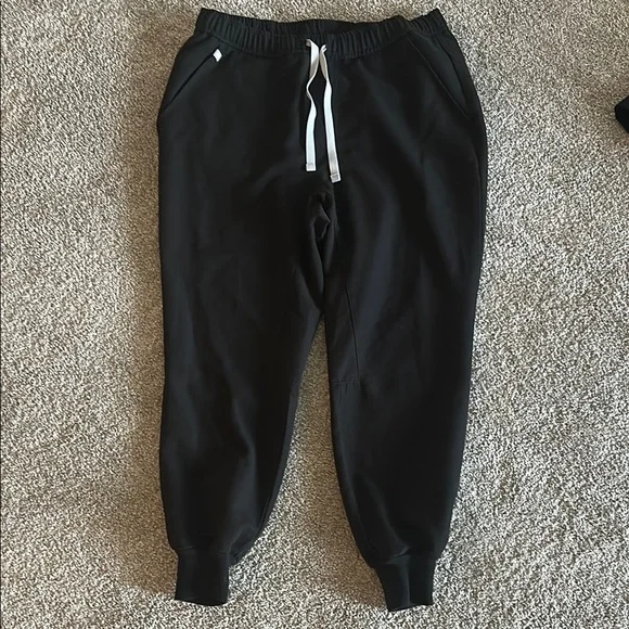 Figs Black Jogger Sweatpants with White Drawstring