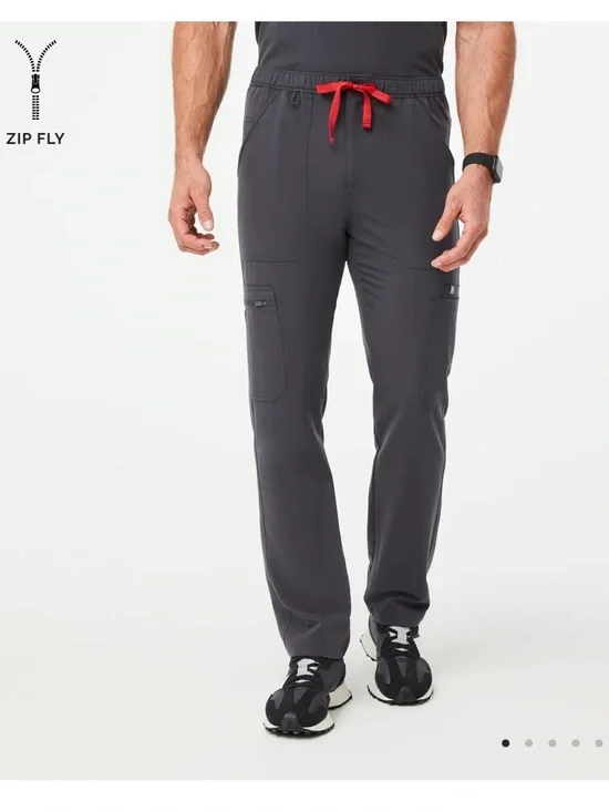 NWT FIGS Technical Collection Cairo Zip Fly Scrub Pants‎ Grey Mens Large PO 8802