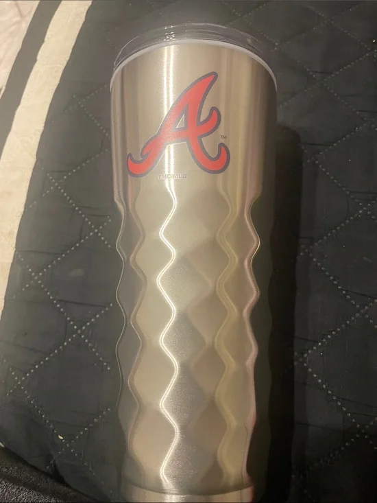 MLB Atlanta Braves Silver Tumbler with Red Logo