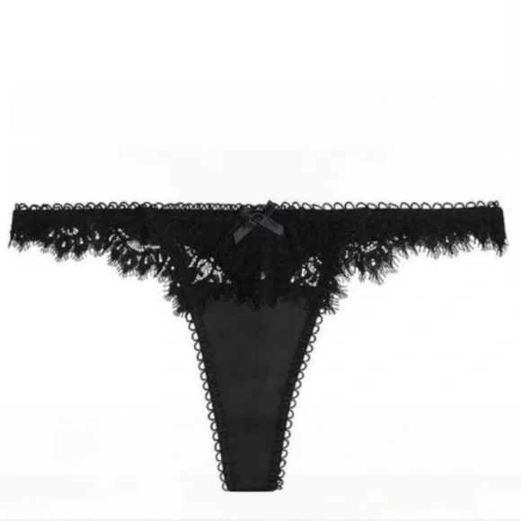 New! For Love And Lemons Faye Black Lace thong Panty 51014
