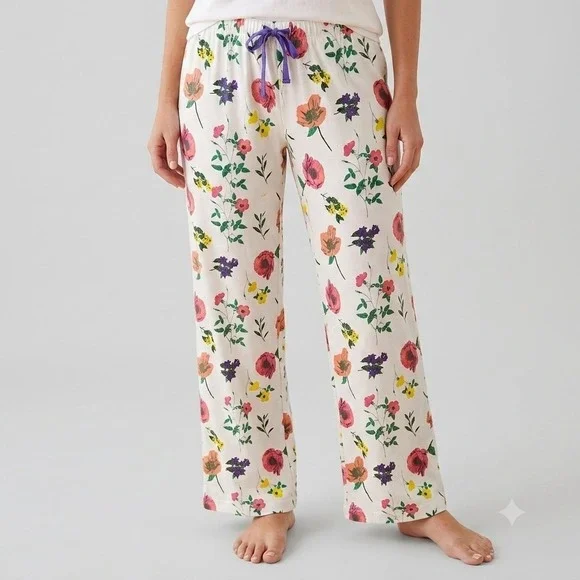 Old Navy M High Waisted Floral Poplin Pajama Pants Loungewear Drawstring Waist