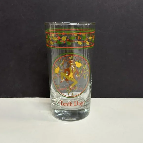 12 Days of Christmas Glass Tumbler TENTH DAY 10 Lords A‎ Leaping Anchor Hocking