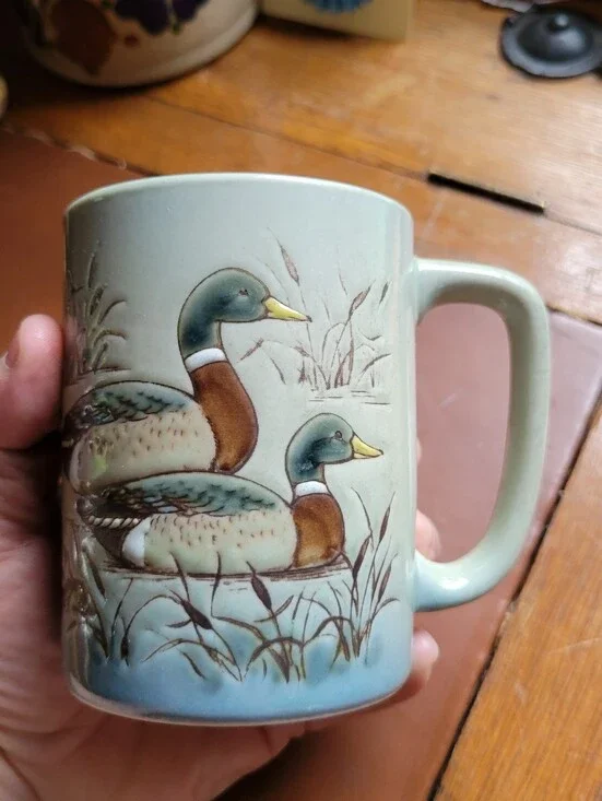 vintage Otagiri stoneware mug mallard duck pair, 4