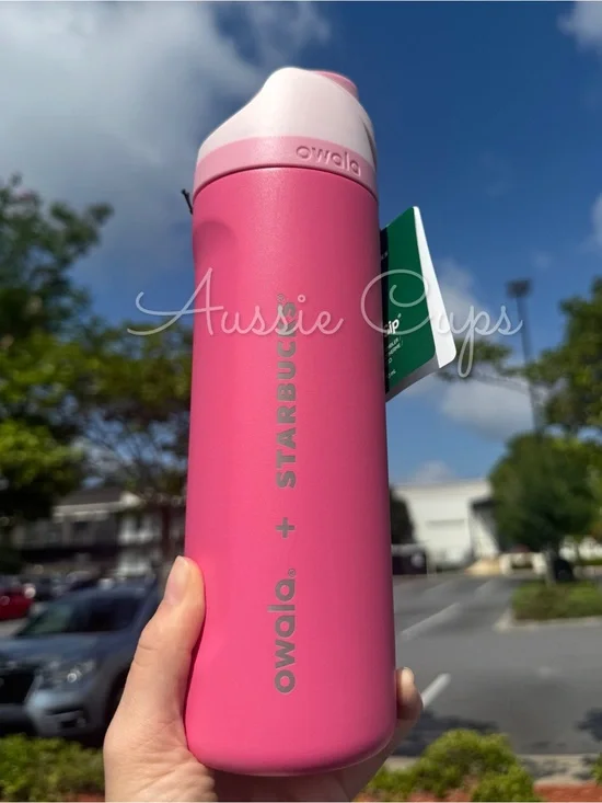 Pink Starbucks X Owala FreeSip 24 oz Insulated Water Bottle, limited