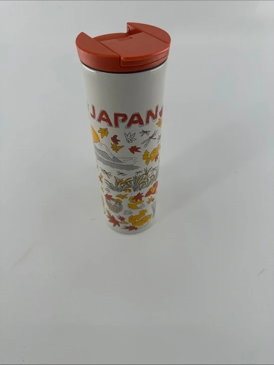 Starbucks Japan Travel Tumbler in White and Orange