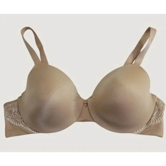 Vanity Fair Bra Full Figure Beauty Back Underwire Lace Trim Tan Beige Nude 40C