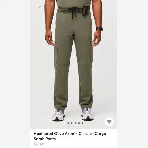 Figs Men's Axim Cargo Scrub Pants Heathered Olive size M