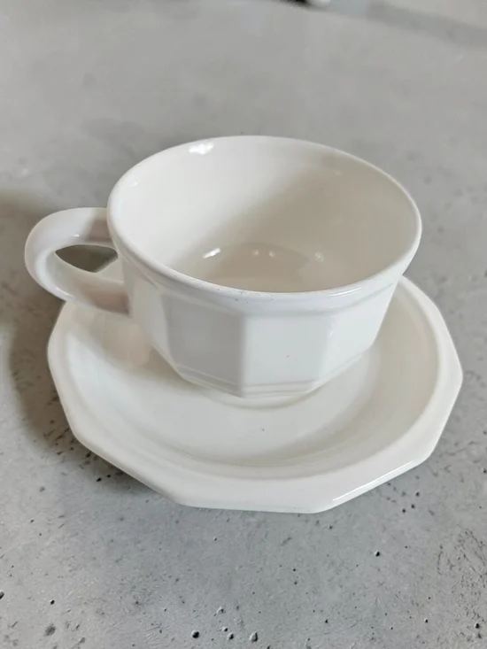 Pfaltzgraff Cup & Saucer OS Heritage White Flat Coffee Stoneware USA Replacement