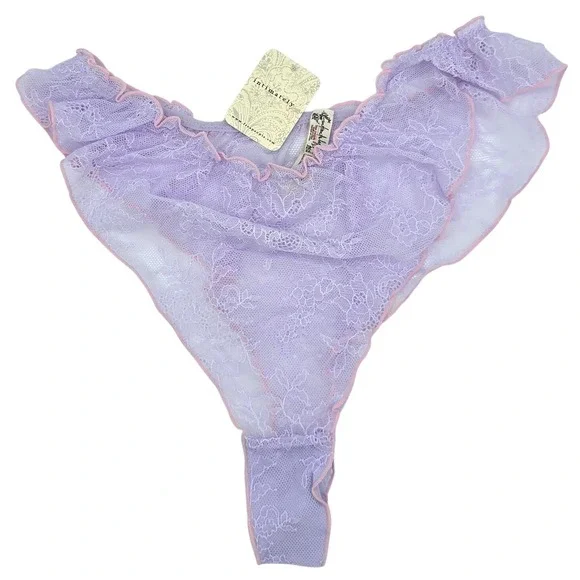 Intimately Free People Gia Tanga Fairy Tale Combo Lace Thong Purple Ruffle Large