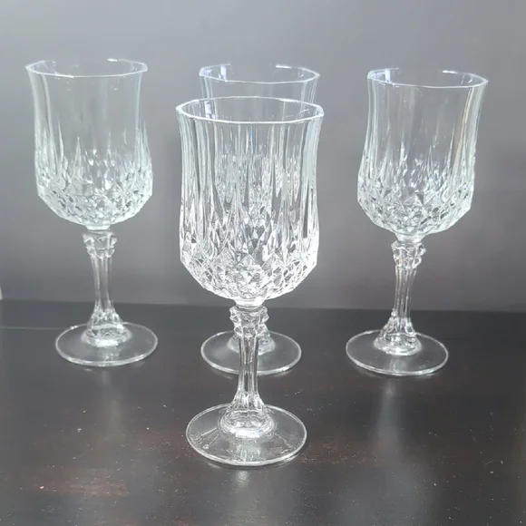 Set Of 4 Cristal d'Arques Longchamp Wine Glasses 6.5