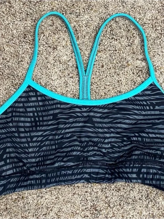 Women’s Black & Teal Strappy Sports Bralette