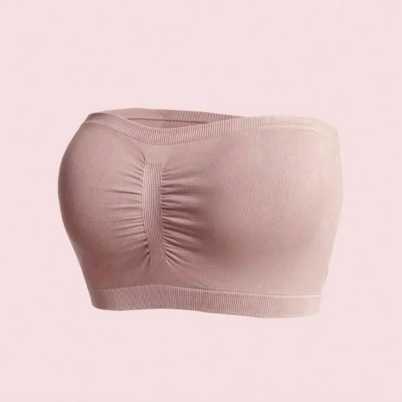 Dusty Pink Bandeau Strapless/Wireless Bra With Uniboob Separation